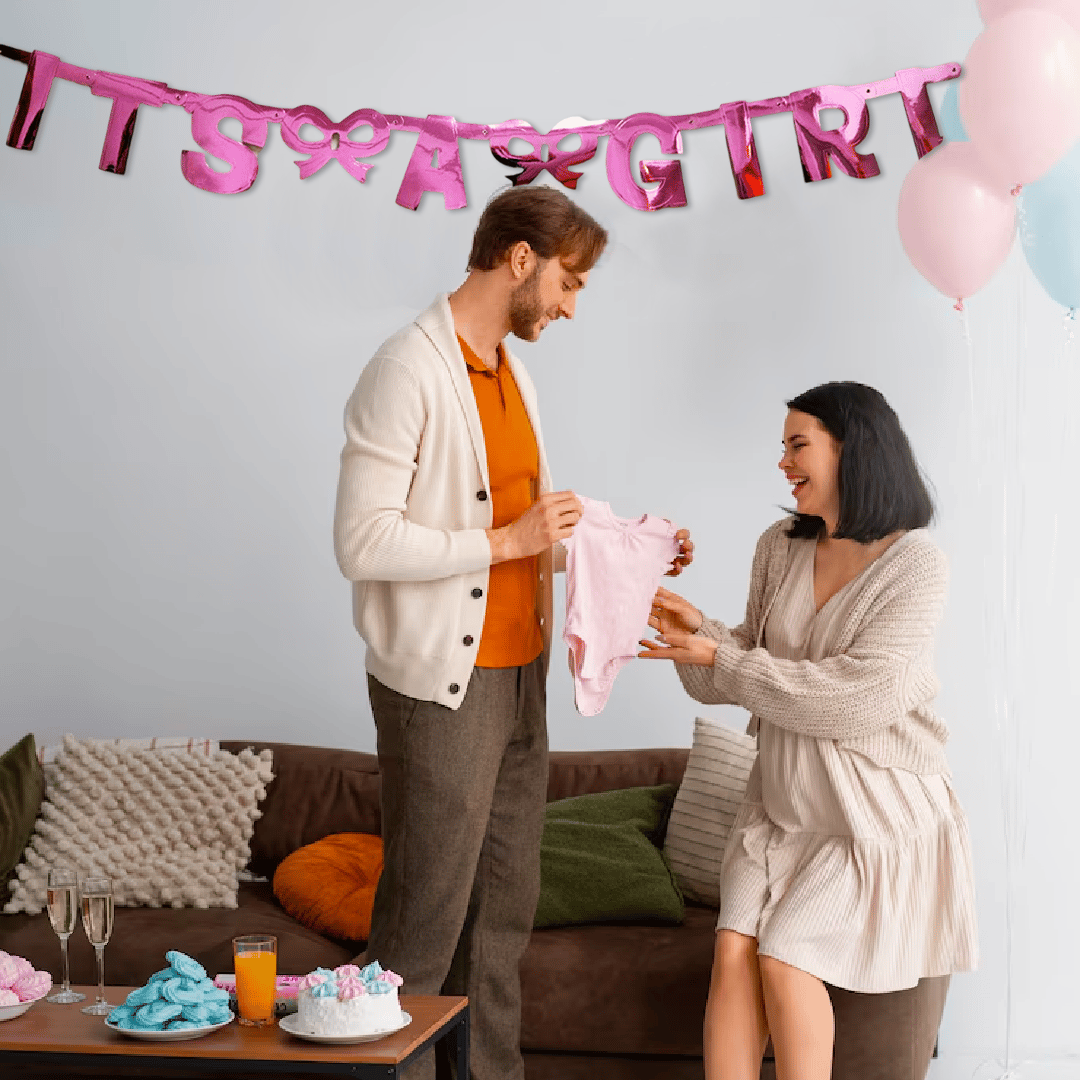 It's A Girl Hot Pink Foil Letter Banner - 1PC