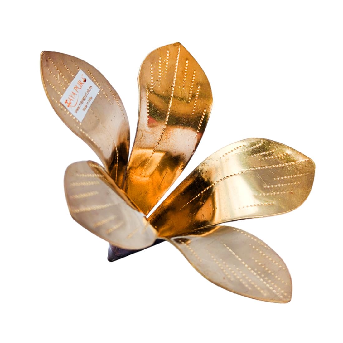 MAYAPURI Original Pital Aam Patta or Pure Brass Amra Pallav/Pooja Mango Leaves for Daily Puja | Golden Colour, Mango Leaf Size 4.5x4.5x4.5 inches (Pack of 1)