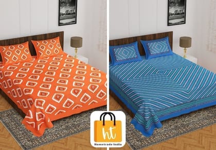 2201-Hometrade India- Standard Double Size (90*100 in )-Combo Double Bedsheet