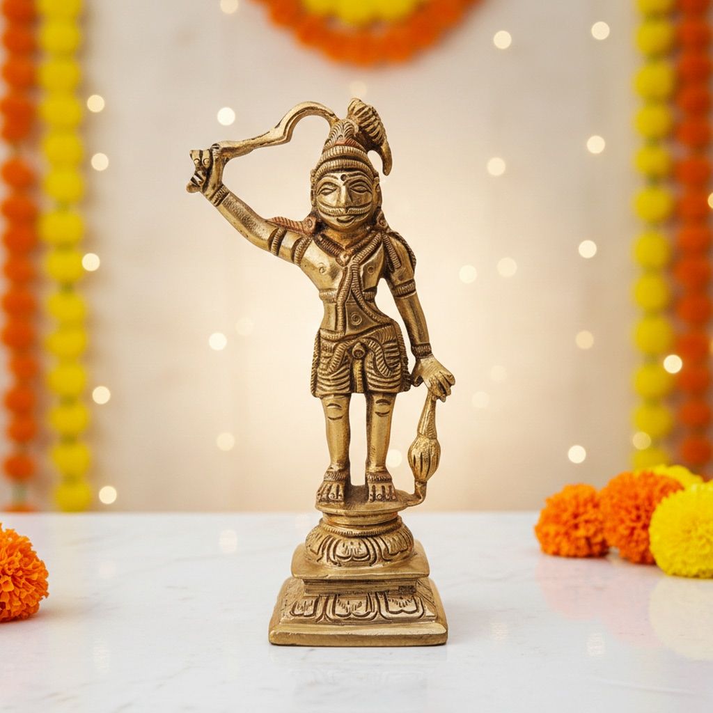 Brass Lord Parshuram Statue – Handmade Hindu Religious Brass Murti, Height : 5.5 Inch (BSMAS542)