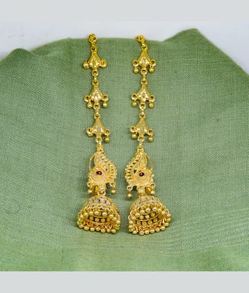 LUV FASHION Golden Drop Earrings ( Pack of 1 )