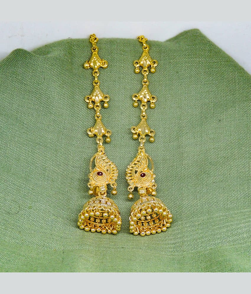 LUV FASHION Golden Drop Earrings ( Pack of 1 )