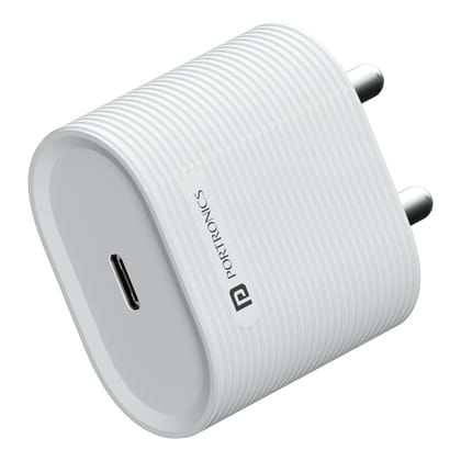 Portronics 35W Adapto 35G Type C PD Fast Charging Adaptor,PPS Support,GaN Technology, iPhone 16/15/14/13(Pro, Pro Max, Plus),iPads,Samsung Note/S/A/F/M Series,MacBook Air & Android Devices(White)