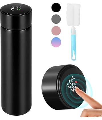 Lenon Smart Cup Temperature Water Bottle Black Steel Water Bottle 500 mL ( Set of 1 )