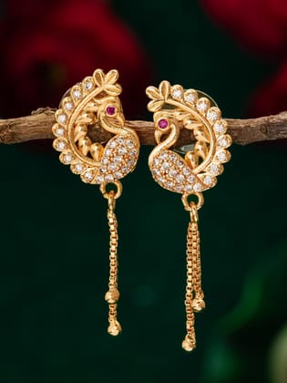 Morison Golden Studded Drop Earrings Sparkle with Every Step