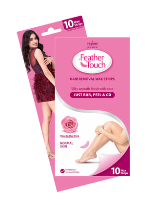 VI-JOHN FEATHER TOUCH ROSE & ALOE VERA HAIR REMOVAL WAX STRIPS 10 STRIPS VI-JOHN FEATHER TOUCH ROSE & ALOE VERA HAIR REMOVAL WAX STRIPS 10 STRIPS