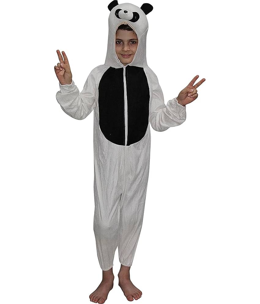 Kaku Fancy Dresses Panda/Polar Bear International Animal Costume -White & Black, 5-6 Years, for Boys & Girls