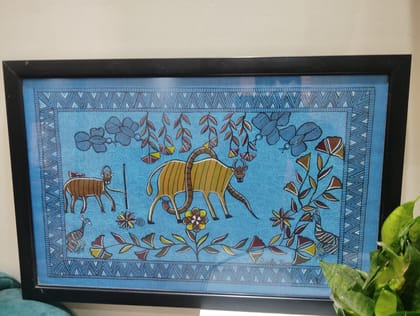 Sohrai painting  Size 12/20" Glass frame