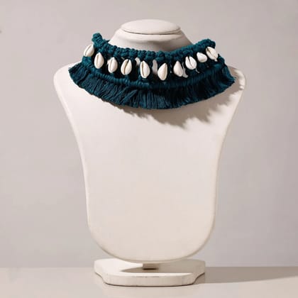 Green Thread & Seashell Handmade Macrame Choker