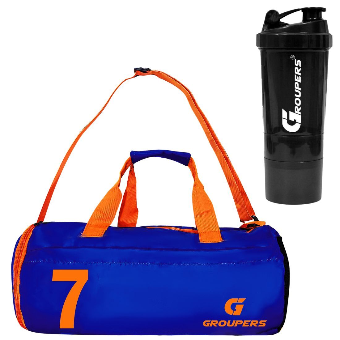 GROUPERS Multi-Functional Gym Duffel with Shoe Compartment & 500ml Shaker | Fitness & Travel Sports Bag-07