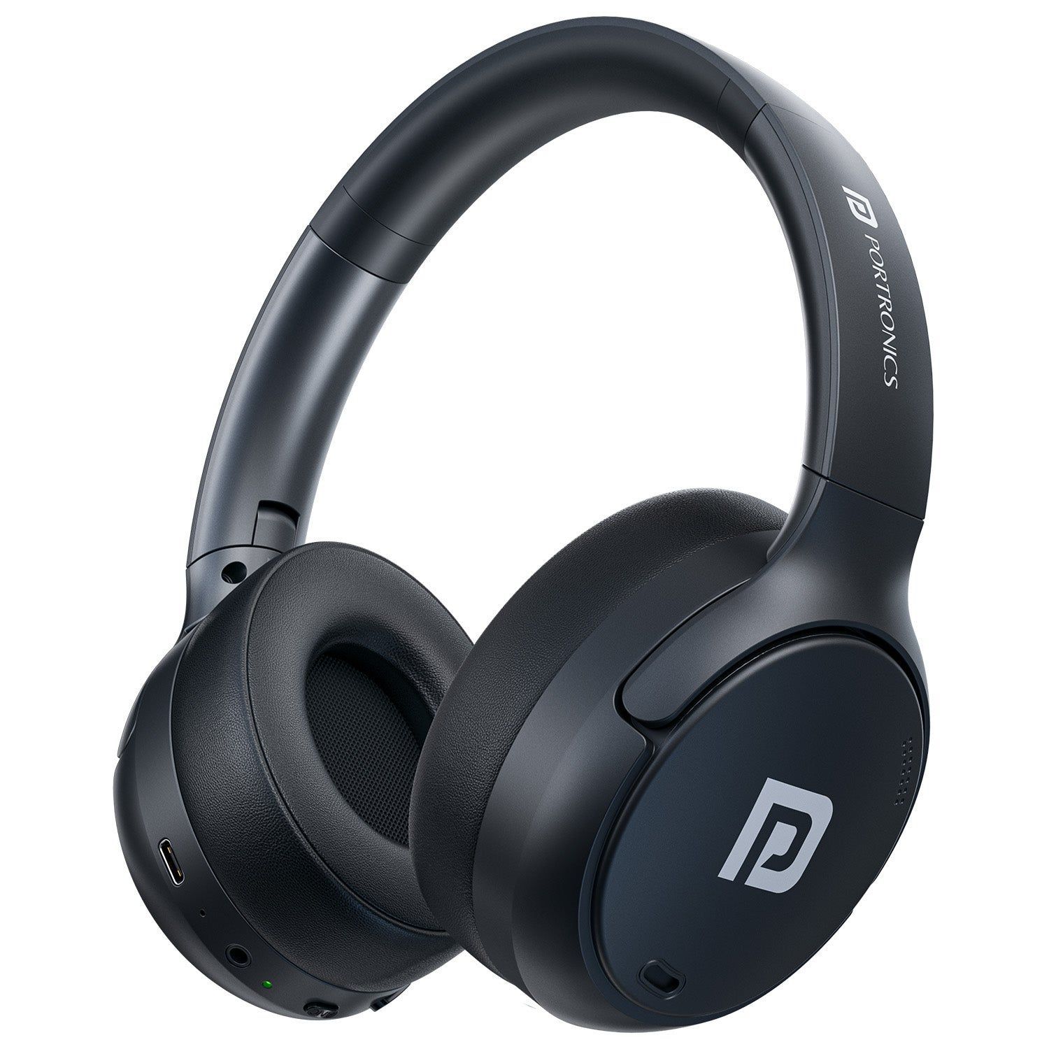 Portronics Muffs M8 ANC Wireless Headphones Upto 50 Hours Playtime, 40mm Dynamic Driver, Foldable Design, Type C Fast Charging - Black
