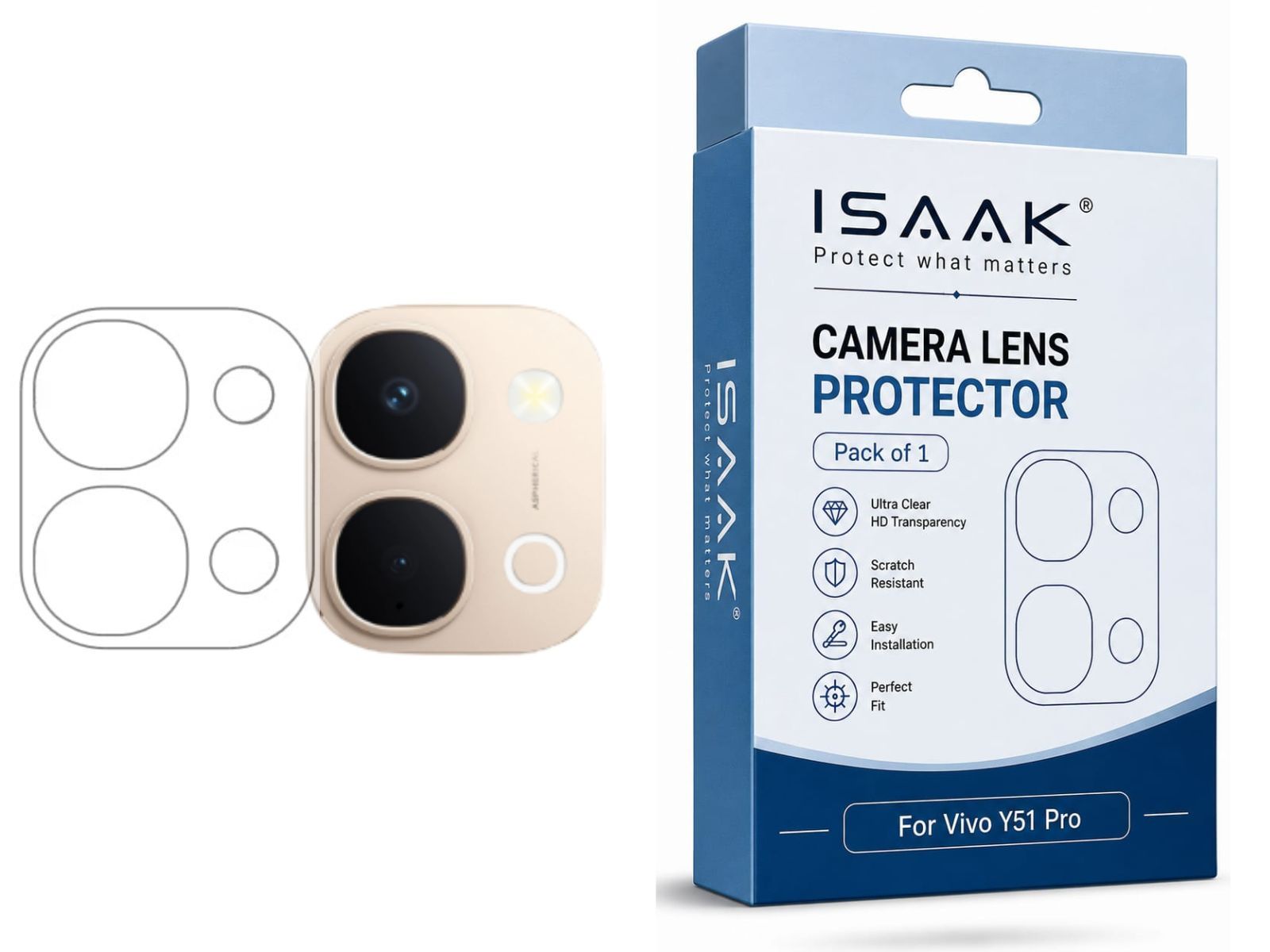 ISAAK Back Camera Lens Protector compatible for Vivo Y51 Pro (Pack of 1)