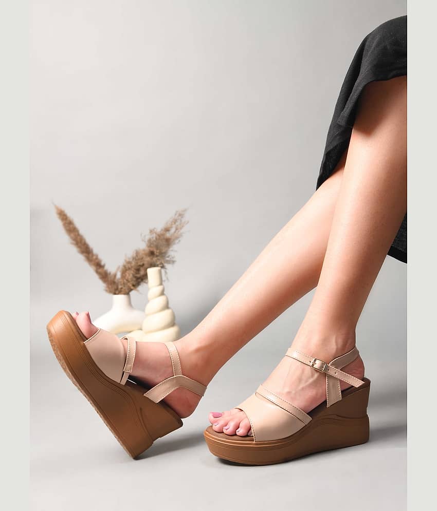 JM Looks Cream Women's Sandal Heels