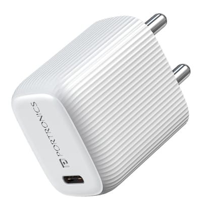 Portronics Adapto 20X 20W USB Type-C PD Fast Charger | Power Delivery Wall Adapter | Super Fast Charging Charger for iPhone 17/16/15/14/13/12 Series, Samsung Galaxy, Google Pixel, OnePlus, iPad & All Type-C Devices (Random Color)