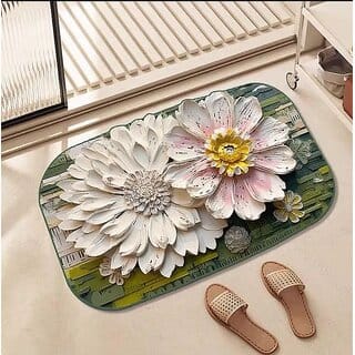 5D Waterproof Bathroom Carpet | Anti-Slip Stereoscopic Mat with Colorful Flower Design for Bathroom & Home