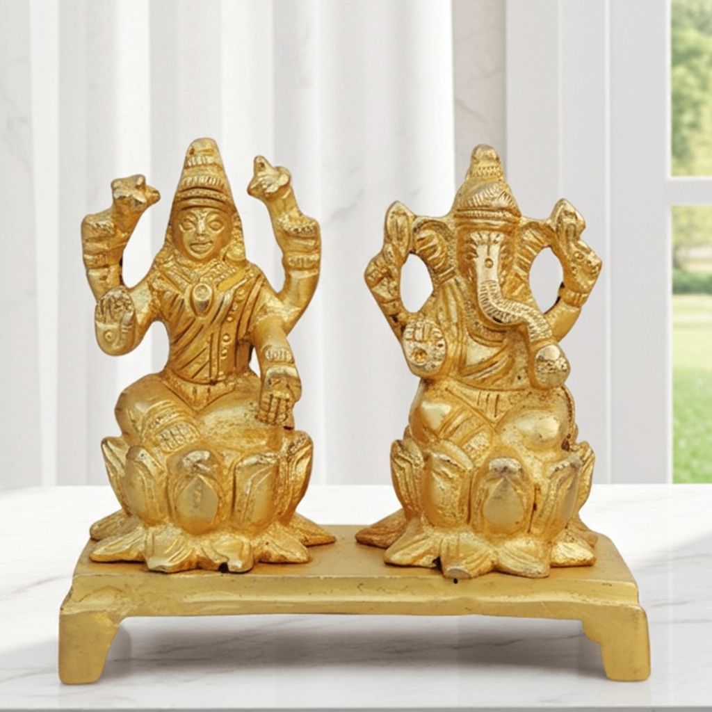 Brass Showpiece Laxmi Ganesh Statue On Same Base (BSMAS888 A)