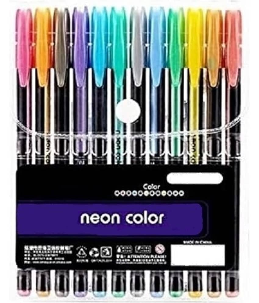 Eclet 12 Pcs Neon Color Set Neon Metallic Fluorescence Highlighter Pastel Gel Pen For Art Sketch Doodle Painting Drawing Kids Gift_C