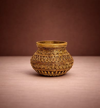 Handcrafted Brass Decorative Kalash Pot – Tribal Bhareva Craft