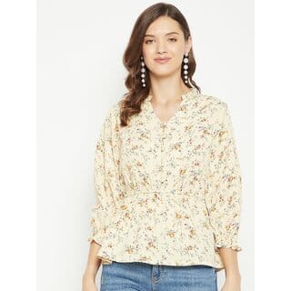 PURYS Women Multicolor Printed Regular Top