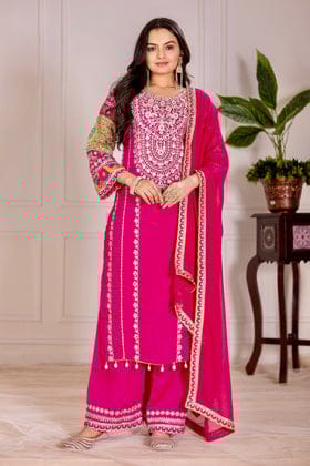 Party Wear Designer Salwar Suit Set With Real Mirror Work