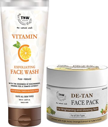 Combo of 2- De Tan Pack 50gm + Vitamin C Exfoliating Face Wash 100ml