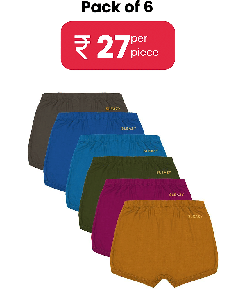 Sleazy Pack of 6 Boys Cotton Trunks ( Multicolor )