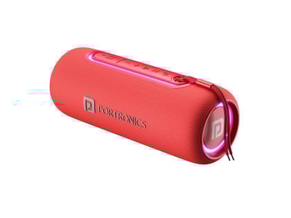 Portronics Resound 2 15W HD Sound Portable Wireless Bluetooth Speaker, in-Built Mic, RGB Lights, TWS Connectivity, Bluetooth v5.3, IPX5 Water Resistant, Type C Charging Port - Red