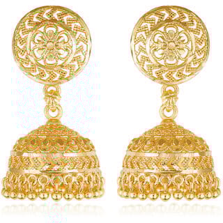 South Screw back alloy Gold plated Jhumki, Jhumka, Jhumkas Earring for Women and Girls[VFJ1486ERG]