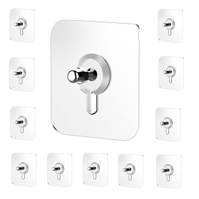 JIALTO 20 Pcs Heavy Duty Adhesive Nail Hooks - Versatile Wall Hangers for Bathroom, Bedroom, and Kitchen - Transparent, Stainless Steel for Wall Without Drilling