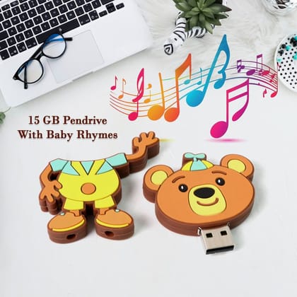 Portable Cartoon Shape Silicone USB Pen drive / Flash disk (15 GB With Baby Rhymes Song / 1 Pc)