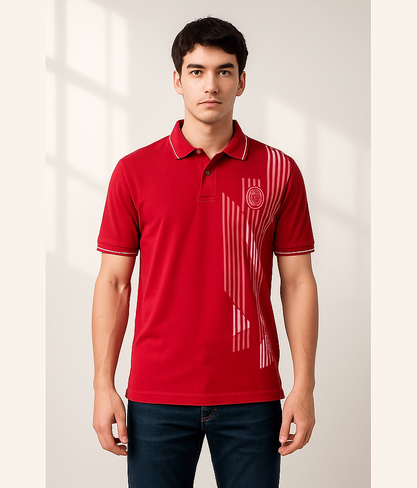 Dollar Men Cotton Regular Fit Printed Polo T Shirt ( Maroon )