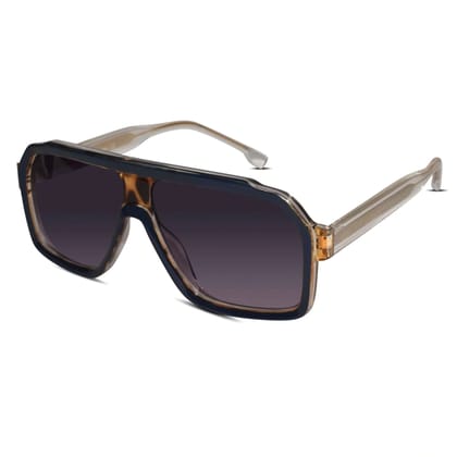 Streetsun| Designer Rectangular Dual-Tone Sunglasses For Men LKS28015-BLU