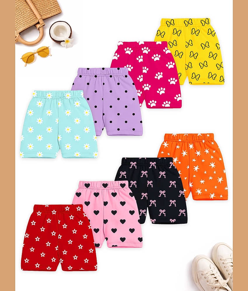 Kuchipoo Pack of 8 Girls Cotton Blend Shorts ( Multicolor 1 )