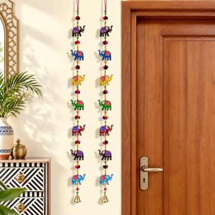 DreamKraft Paper Mache Elephant Door Hanging Set of 2, Multicolor, 115 cm