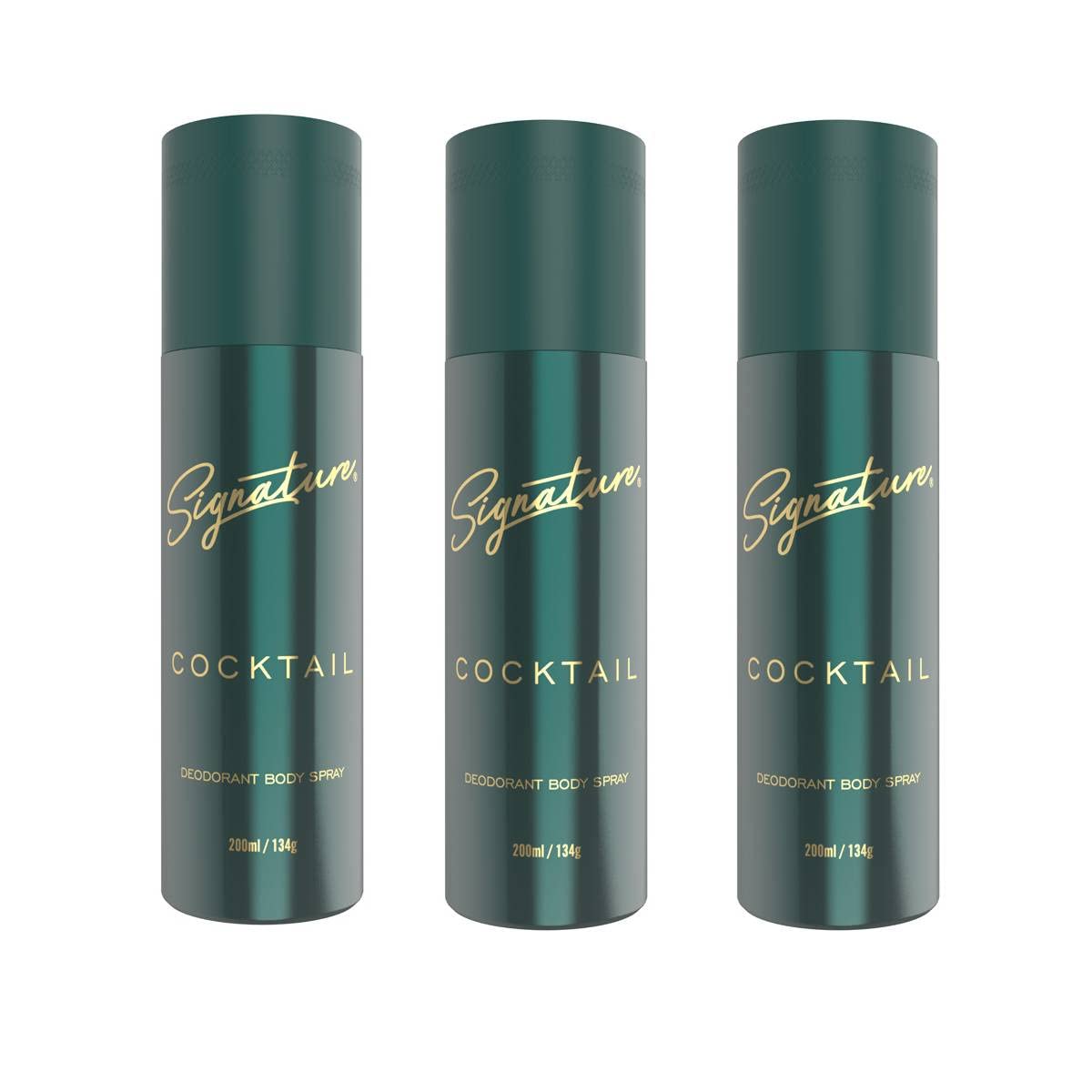 Signature Cocktail Deodorant Floral Fruity Long Lasting Fragrance for Men and Women, Unisex Combo Pack of 3 (200 ml x 3)