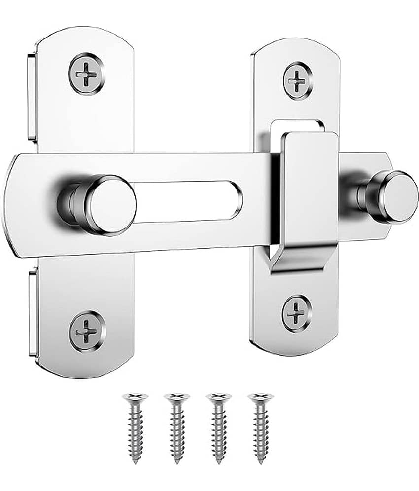 RAMDEV ENTERPRISE 180 Degree Flip Sliding Barn Door Lock for Privacy,Stainless Steel Gate Latches Flip Latch Safety Door Bolt Latch Lock, for Cabinet, Bathroom, Window,Outdoor (Silver, 3)