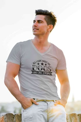 V Neck T-Shirt (Men) - Dogs Are My Life (2 Colours)
