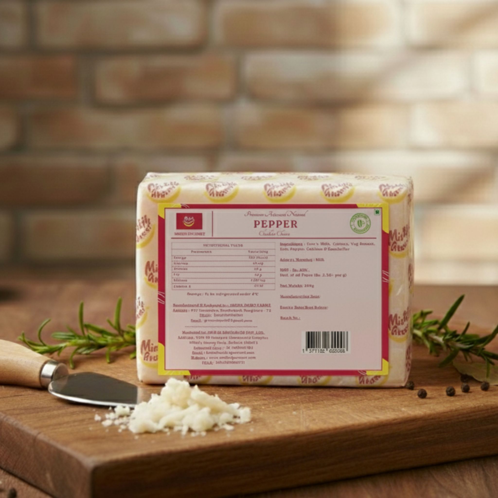 Mishti Gourmet Natural Pepper Cheddar 200g