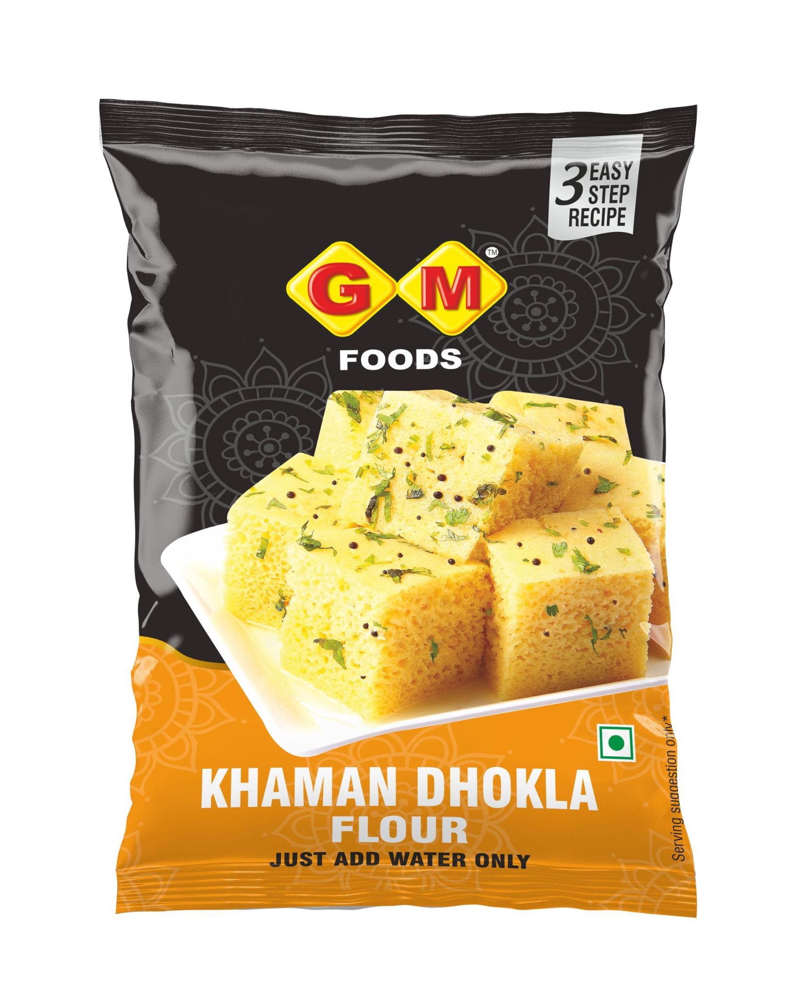 GM Foods Khaman Dhokla Instant Flour Mix 500g (Pack of 2) | Traditional Gujarati Snack | Just Add Water | Healthy Protein-Rich Flour | Easy 3-Step Recipe | Soft Spongy Food at Home