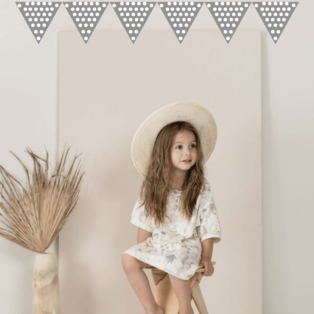 Polka Dot Silver Triangular Bunting Banner - 10FT - 1PC