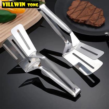 Stainless Steel Pizza tong 2 pcs Set Bread roti chapati chimta pakkad chipya Cooking Tong
