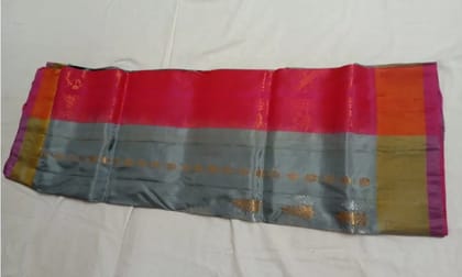 PKS-07 Light Grey-pink soft silk saree