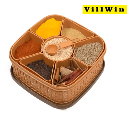 VillWin Multipurpose Masala Plastic Brown Spice Container ( Set of 1 ) VillWin Multipurpose Masala Plastic Brown Spice Container ( Set of 1 )