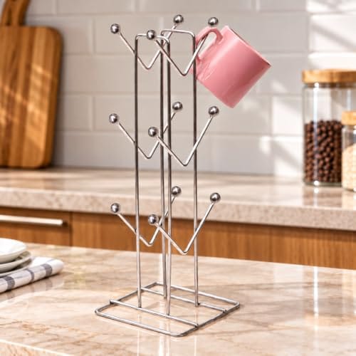 Stainless Steel Cup Rack Ideal for Kitchen, Coffee, and Tea Mug Display, Elegant Dining Table Cup/Mug Holder