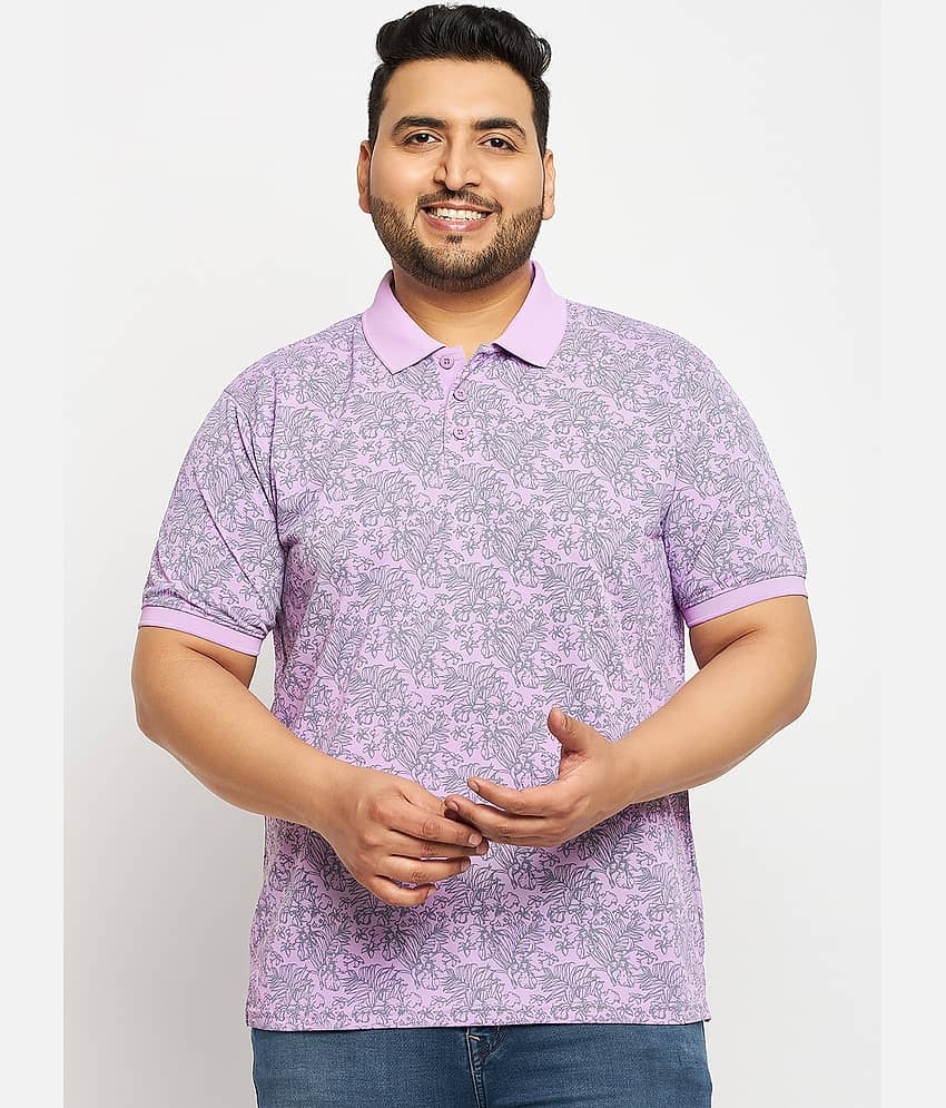 Auxamis Cotton Blend Regular Fit Printed Half Sleeves Men's Polo T Shirt - Lavender ( Pack of 1 )