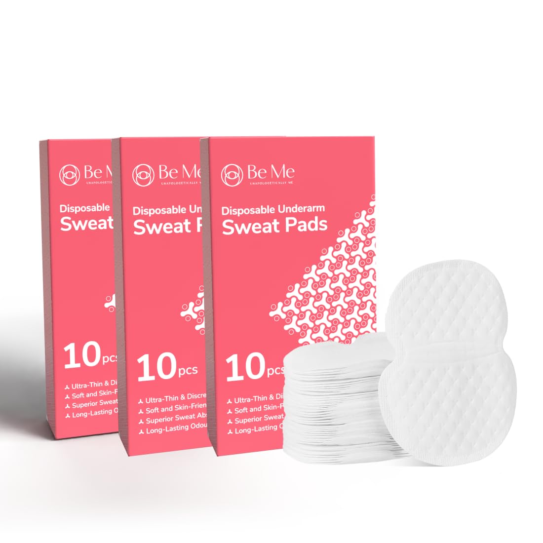 Be Me Disposable Underarms Sweat Pads - 30 PCS| Folded & Skin Friendly | Prevents Stains | Absorbs Sweat & Unpleasant Odour