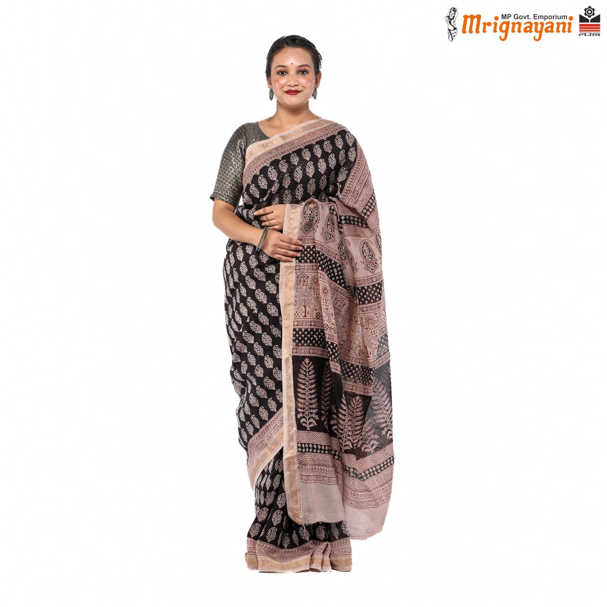 HANDLOOM MAHESHWARI SILK SAREE WITH BLOUSE (SKU - 3I0101170522, SAREE-1065)
