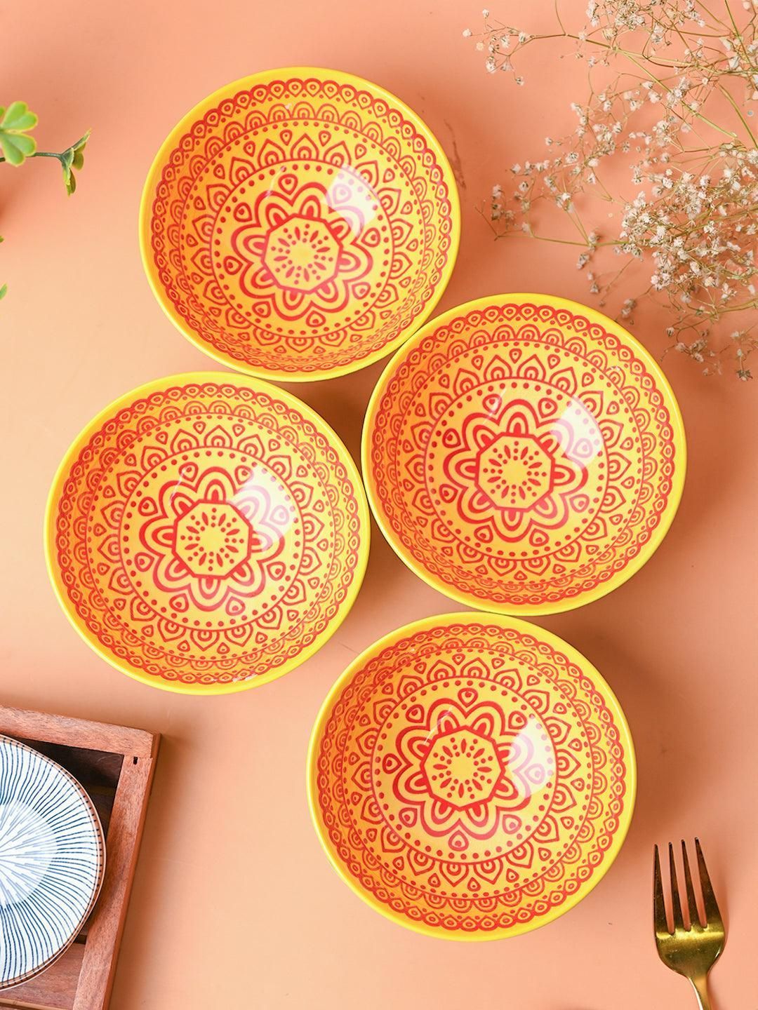 Floral Bowl Set Of 4 (280Ml)