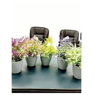 De Gardenia Mini Artificial Plants Multicolours Lifelike Fake PlantsHome and Office Decor Mini Artificial Plants Set for Home and Office Decor Lifelike Fake Plants (PurplePinkYellowBlueWhite 2)