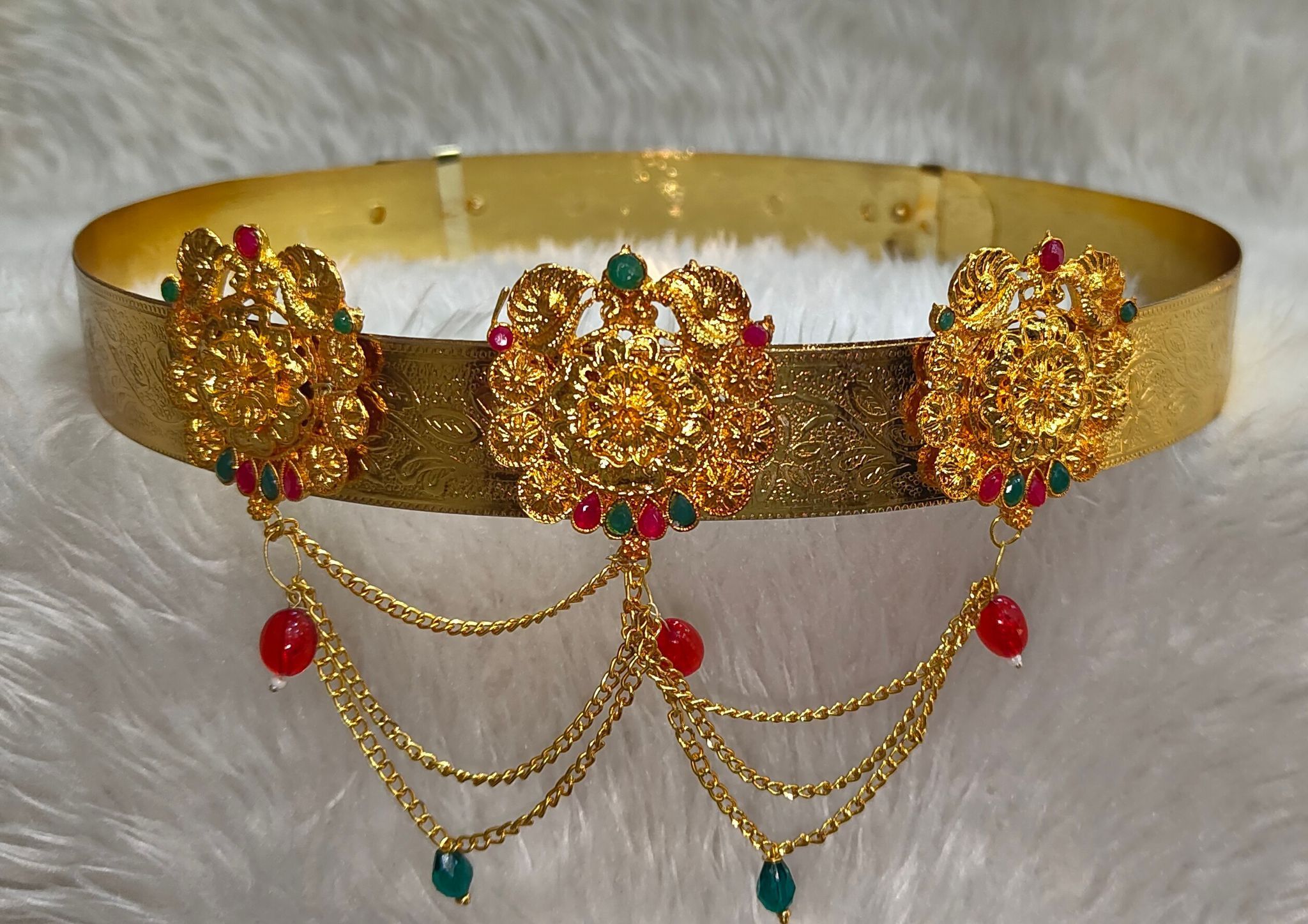 Bridal Waist Belt for Women, Gold Plated Traditional Indian Kamarband, Wedding Saree Belt